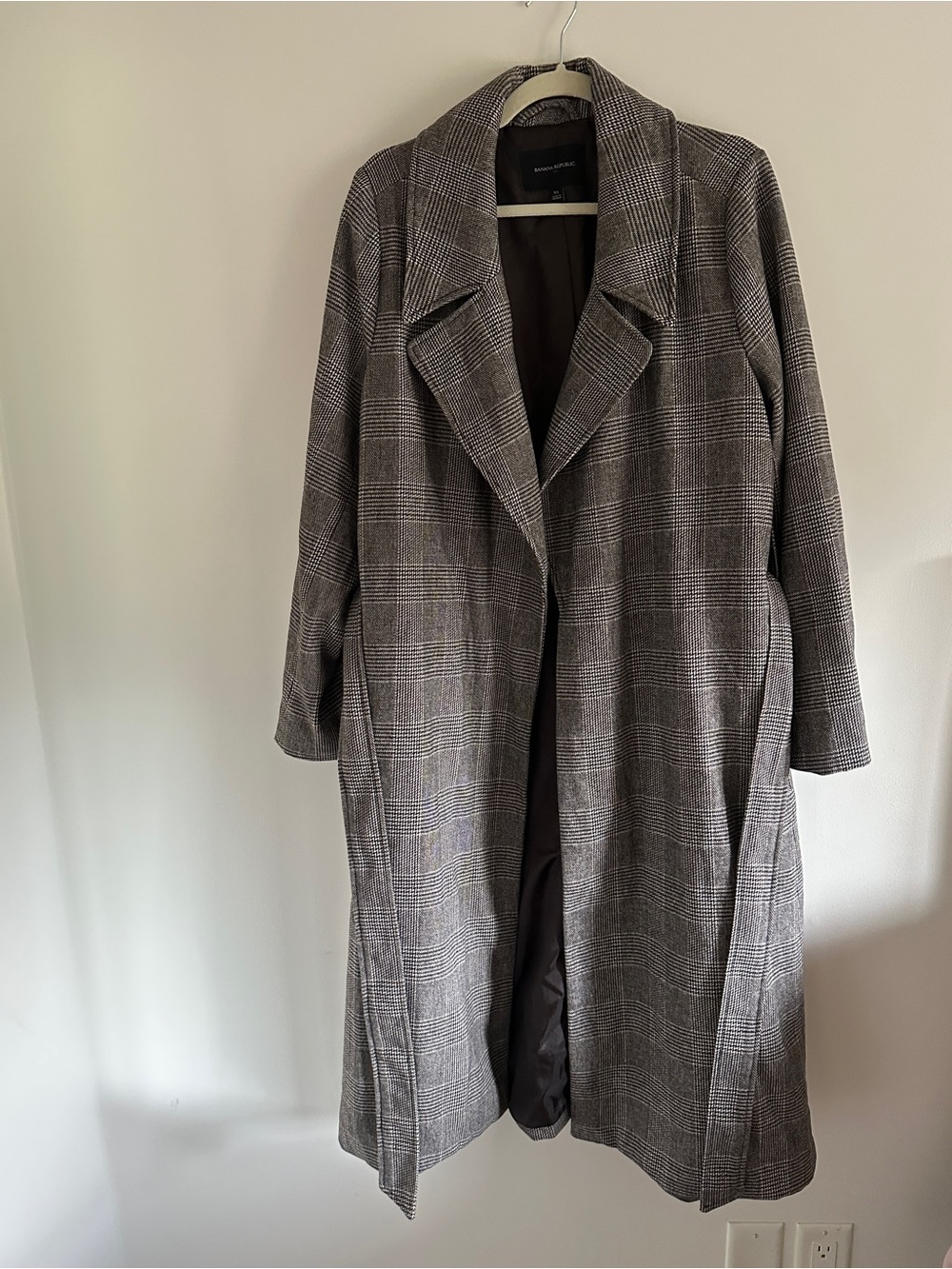 Banana Republic Brown & Gray Plaid Long Coat